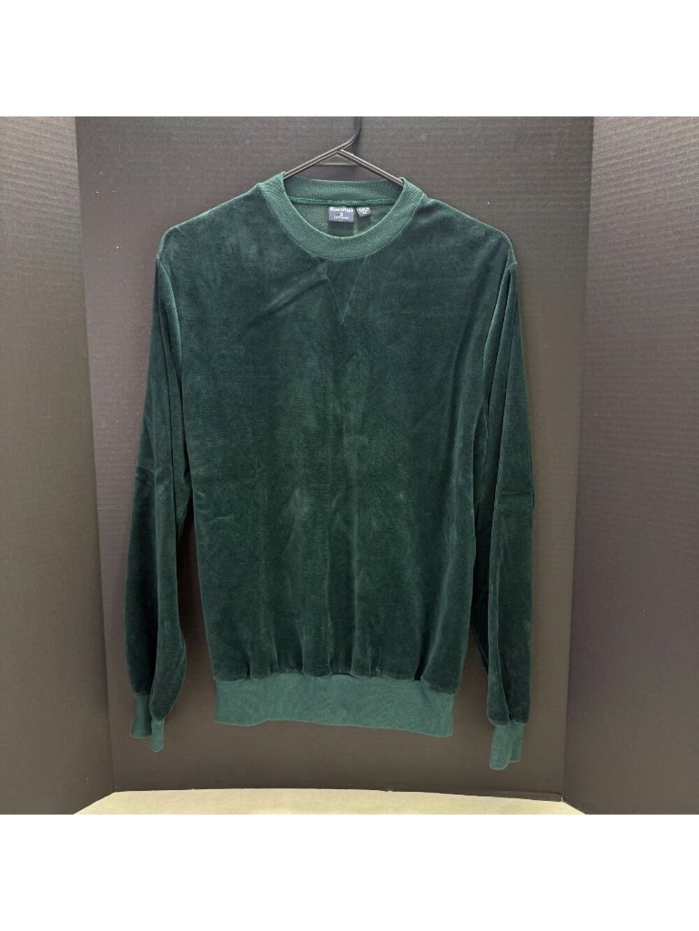 Vintage Chesterfield Velour Crew Neck Pullover Dark Green Adult Medium